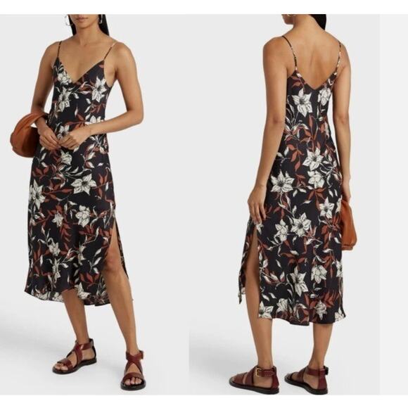 Rag and Bone Mallory Floral Silk Midi Dress Twill Slip Tank Indie Small - Picture 1 of 9